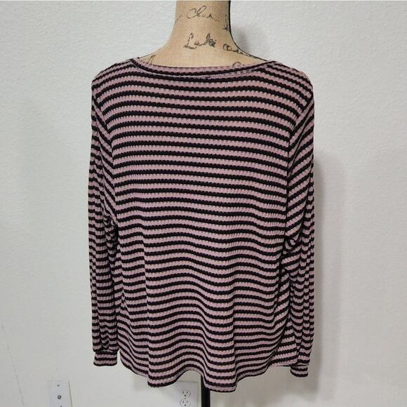JESSICA Simpson striped long sleeve flowy tee shirt size large - Picture 2 of 5